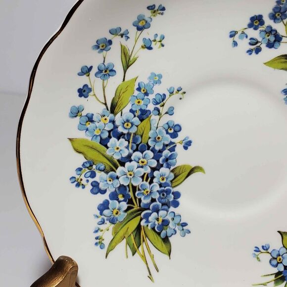 Regency Teacup and Saucer Forget-Me-Not Flowers Vintage - Picture 7 of 9